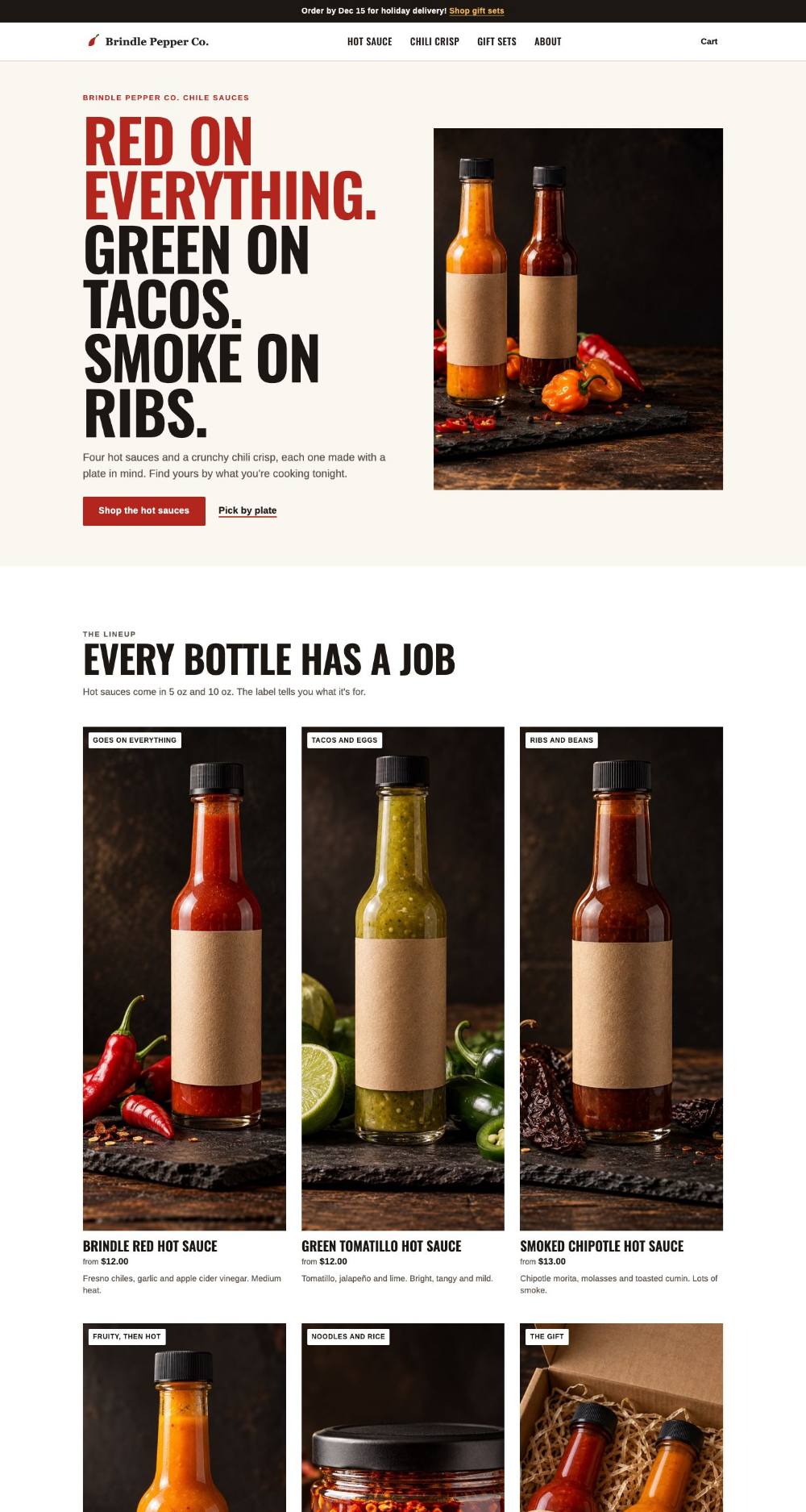 Brindle Pepper Co. homepage, after, at laptop width