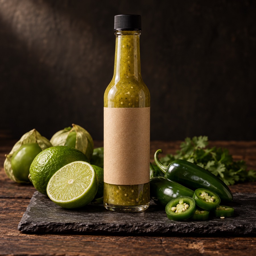 Green Tomatillo Hot Sauce bottle