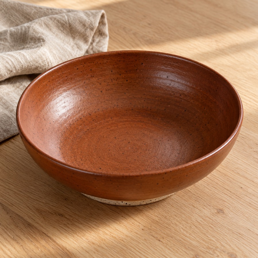 Rust Pasta Bowl, wide and shallow in rust glaze